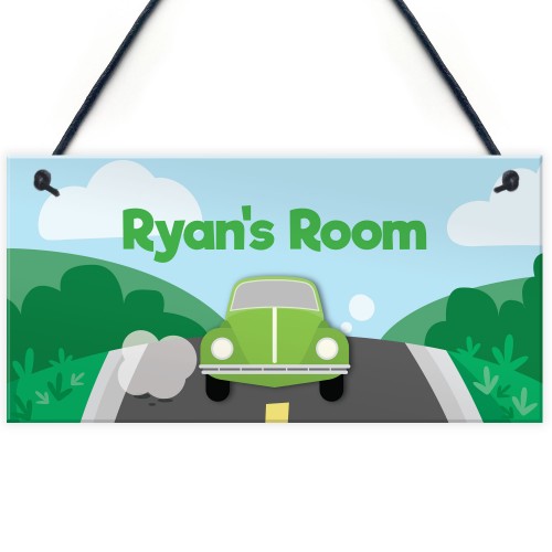 Boys Bedroom Sign Car Theme PERSONALISED Nursery Decor