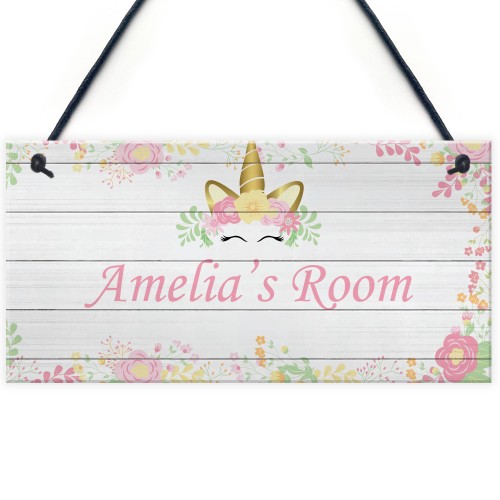 Pretty Unicorn Sign For Girls Bedroom Nursery PERSONALISED
