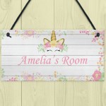 Pretty Unicorn Sign For Girls Bedroom Nursery PERSONALISED