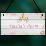 Pretty Unicorn Sign For Girls Bedroom Nursery PERSONALISED