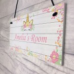 Pretty Unicorn Sign For Girls Bedroom Nursery PERSONALISED