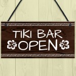 Tiki Bar Open Sign For Home Bar Man Cave Novelty Garden Decor