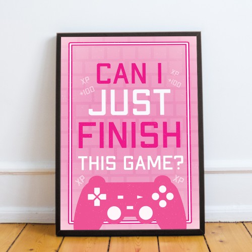 PINK Gaming Print For Girl Bedroom FRAMED Print Birthday Xmas