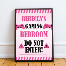 Gaming Girls Bedroom Sign PINK Framed Print Birthday Xmas Gift
