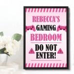 Gaming Girls Bedroom Sign PINK Framed Print Birthday Xmas Gift