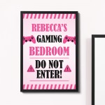 Gaming Girls Bedroom Sign PINK Framed Print Birthday Xmas Gift