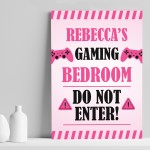 Gaming Girls Bedroom Sign PINK Print Birthday Xmas Gift