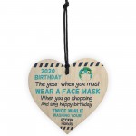 Funny Post Lockdown Birthday Gift Novelty Wooden Heart Gift