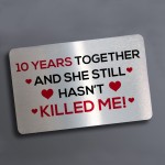 Funny Rude 10th Anniversary Gift For Wife Girlfriend Wallet Card