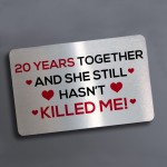 Funny Rude 20th Anniversary Gift For Wife Girlfriend Wallet Card