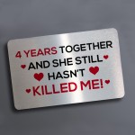 Funny Rude 4th Anniversary Gift For Wife Girlfriend Wallet Card