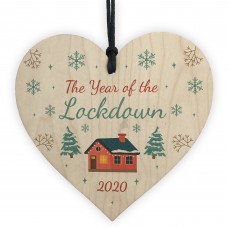 Christmas Year Of The Lockdown Wood Heart Tree Decoration Gifts