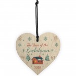 Christmas Year Of The Lockdown Wood Heart Tree Decoration Gifts