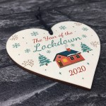 Christmas Year Of The Lockdown Wood Heart Tree Decoration Gifts