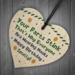 Funny Birthday Gift For Him Her Wood Heart Lockdown Quaratine