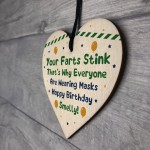 Funny Birthday Gift For Him Her Wood Heart Lockdown Quaratine