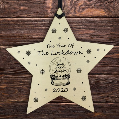 Christmas Wood Star The Year Of The Lockdown Tree Decoration