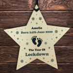 Personalised Newborn Baby Gifts Christmas Tree Bauble Wood Star