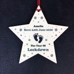 Personalised Newborn Baby Gifts Christmas Tree Bauble Wood Star