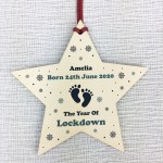 Personalised Newborn Baby Gifts Christmas Tree Bauble Wood Star