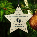 Personalised Newborn Baby Gifts Christmas Tree Bauble Wood Star