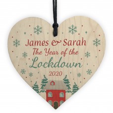 Personalised Christmas Lockdown Decoration Hanging Wood Heart