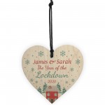 Personalised Christmas Lockdown Decoration Hanging Wood Heart