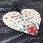 Personalised Christmas Lockdown Decoration Hanging Wood Heart