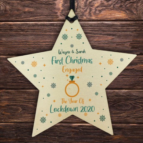 Novelty Engagement Gifts Christmas Tree Decoration Wood Star