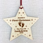 Baby's First Christmas Personalised Bauble Tree Decoration Wood