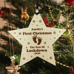 Baby's First Christmas Personalised Bauble Tree Decoration Wood
