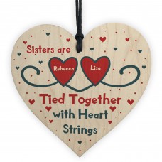 Gift For Sister Birthday Christmas Wood Heart PERSONALISED
