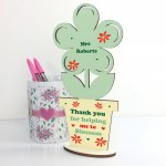 Thank You Gift Plaque For Teacher Wood Flower PERSONALISED
