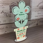 Thank You Gift Plaque For Teacher Wood Flower PERSONALISED