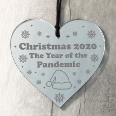 Quarantine Lockdown Memory Engraved Heart Xmas Tree Decor