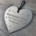 Quarantine Lockdown Memory Engraved Heart Xmas Tree Decor