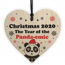 Funny Christmas Tree Decoration Wood Heart Bauble Quarantine