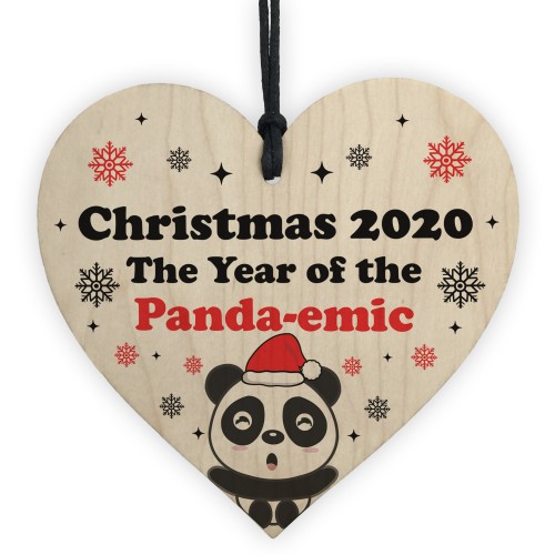 Funny Christmas Tree Decoration Wood Heart Bauble Quarantine