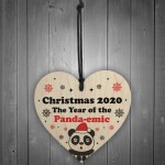 Funny Christmas Tree Decoration Wood Heart Bauble Quarantine