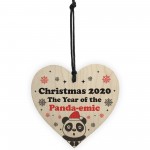 Funny Christmas Tree Decoration Wood Heart Bauble Quarantine