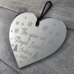 Quaratine Lockdown Gift Christmas Tree Bauble Engraved Heart