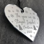 Quaratine Lockdown Gift Christmas Tree Bauble Engraved Heart