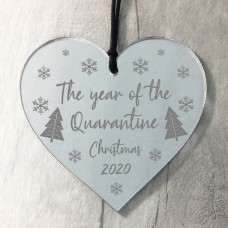 Quaratine 2020 Memory Christmas Tree Bauble Engraved Heart