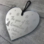 Quaratine 2020 Memory Christmas Tree Bauble Engraved Heart