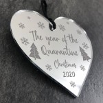 Quaratine 2020 Memory Christmas Tree Bauble Engraved Heart