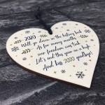 2020 Lockdown Poem Wooden Heart Christmas Tree Decoration