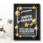 Personalised First Christmas In Our New Home Framed Print Couple