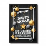 Personalised First Christmas In Our New Home Framed Print Couple