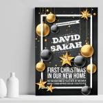 Personalised First Christmas In Our New Home Fraed Print Couple
