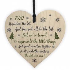 Lockdown Poem Wooden Heart Christmas Tree Decoration Bauble